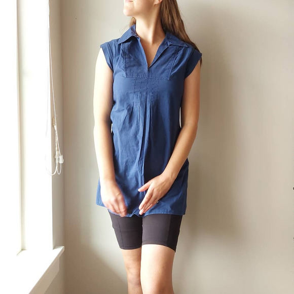 Vintage 70s A Line Collared Pleated Micro Mini Dress or Tunic - Picture 3 of 9